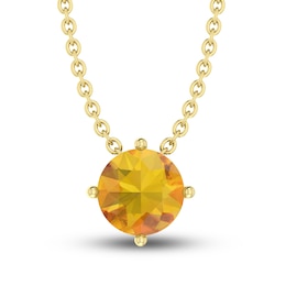 Citrine Solitaire Necklace 10K Yellow Gold 18&quot;