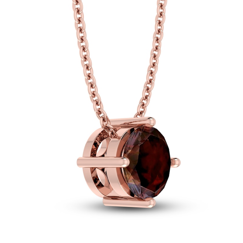 Main Image 2 of Garnet Solitaire Necklace 10K Rose Gold 18&quot;