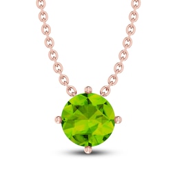 Peridot Solitaire Necklace 10K Rose Gold 18&quot;