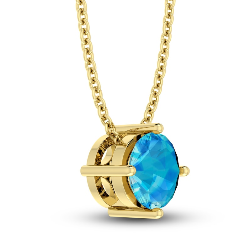 Main Image 2 of Swiss Blue Topaz Solitaire Necklace 10K Yellow Gold 18&quot;