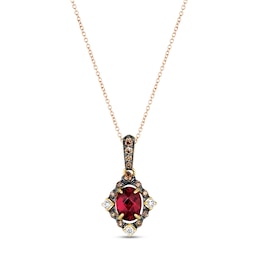 Le Vian Diamond & Rhodolite Garnet Necklace 1/6 ct tw Diamonds 14K Honey Gold 18&quot;