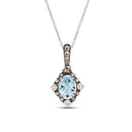 Le Vian Diamond & Aquamarine Necklace 1/6 ct tw Diamonds 14K Vanilla Gold 18&quot;