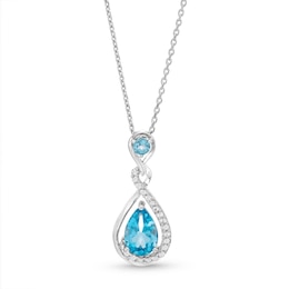 Blue/White Topaz Necklace Sterling Silver 18&quot;