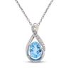Thumbnail Image 0 of Swiss Blue Topaz & White Lab-Created Sapphire Necklace Sterling Silver 18"