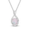 Thumbnail Image 0 of Lab-Created Opal & White Lab-Created Sapphire Necklace Sterling Silver 18"