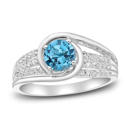 Blue/White Topaz Ring Sterling Silver