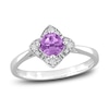 Thumbnail Image 1 of Amethyst & Diamond Promise Ring 1/10 ct tw Cushion/Round-Cut Sterling Silver