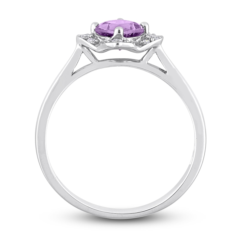 Main Image 5 of Amethyst & Diamond Promise Ring 1/10 ct tw Cushion/Round-Cut Sterling Silver