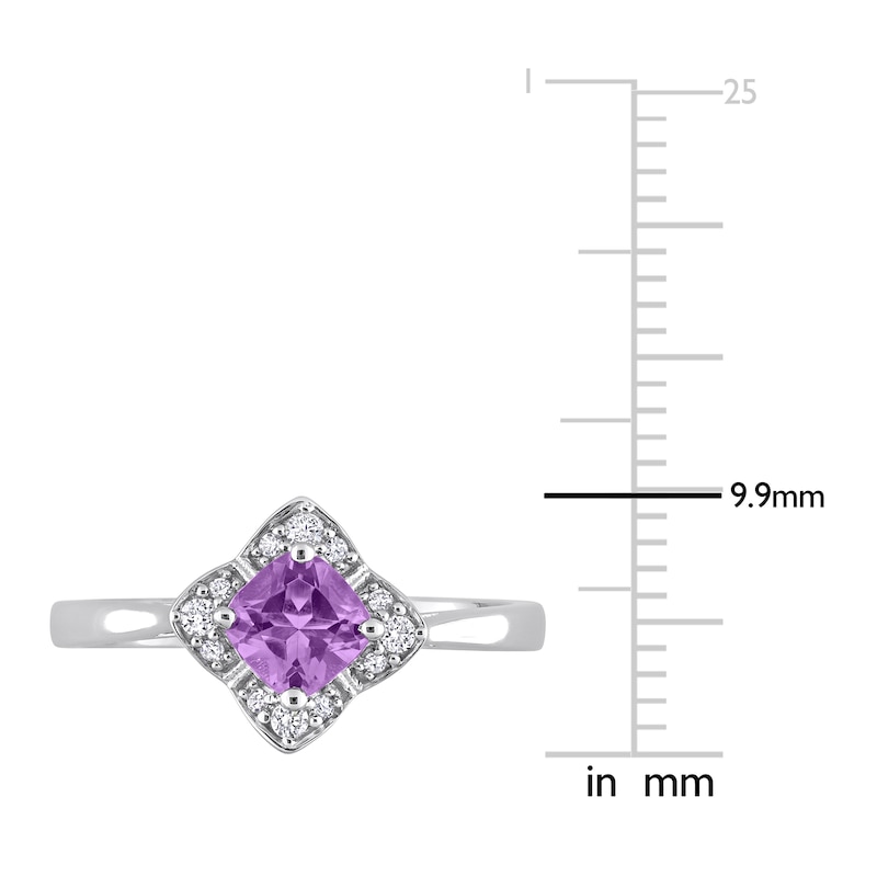 Main Image 6 of Amethyst & Diamond Promise Ring 1/10 ct tw Cushion/Round-Cut Sterling Silver