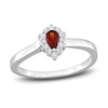 Thumbnail Image 0 of Garnet & Diamond Promise Ring 1/10 ct tw Pear/Round-Cut Sterling Silver
