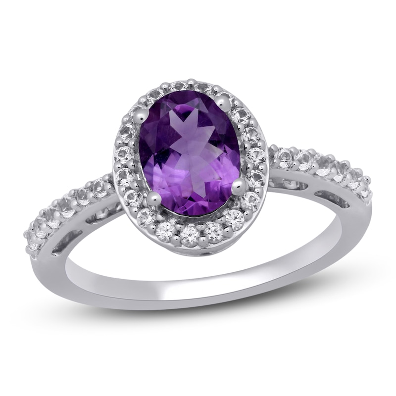 Amethyst & White Lab-Created Ring Sterling Silver | Kay