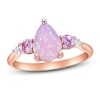 Thumbnail Image 0 of Pink Lab-Created Opal & Pink/White Lab-Created Sapphire Ring 10K Rose Gold