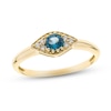 Thumbnail Image 0 of Blue Topaz & Diamond Evil Eye Ring 1/20 ct tw Round-Cut 10K Yellow Gold