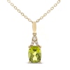 Thumbnail Image 1 of Peridot & Diamond Necklace 1/20 ct tw Cushion/Round-Cut 10K Yellow Gold 18&quot;