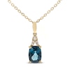 Thumbnail Image 1 of London Blue Topaz & Diamond Necklace 1/20 ct tw Cushion/Round-Cut 10K Yellow Gold 18&quot;