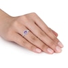 Thumbnail Image 1 of Amethyst & Diamond Promise Ring 1/10 ct tw Cushion/Round-Cut Sterling Silver