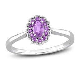 Amethyst Promise Ring Sterling Silver