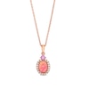 Thumbnail Image 1 of Pink Lab-Created Opal, Pink & White Lab-Created Sapphire Necklace 10K Rose Gold 18&quot;