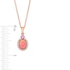 Thumbnail Image 3 of Pink Lab-Created Opal, Pink & White Lab-Created Sapphire Necklace 10K Rose Gold 18&quot;