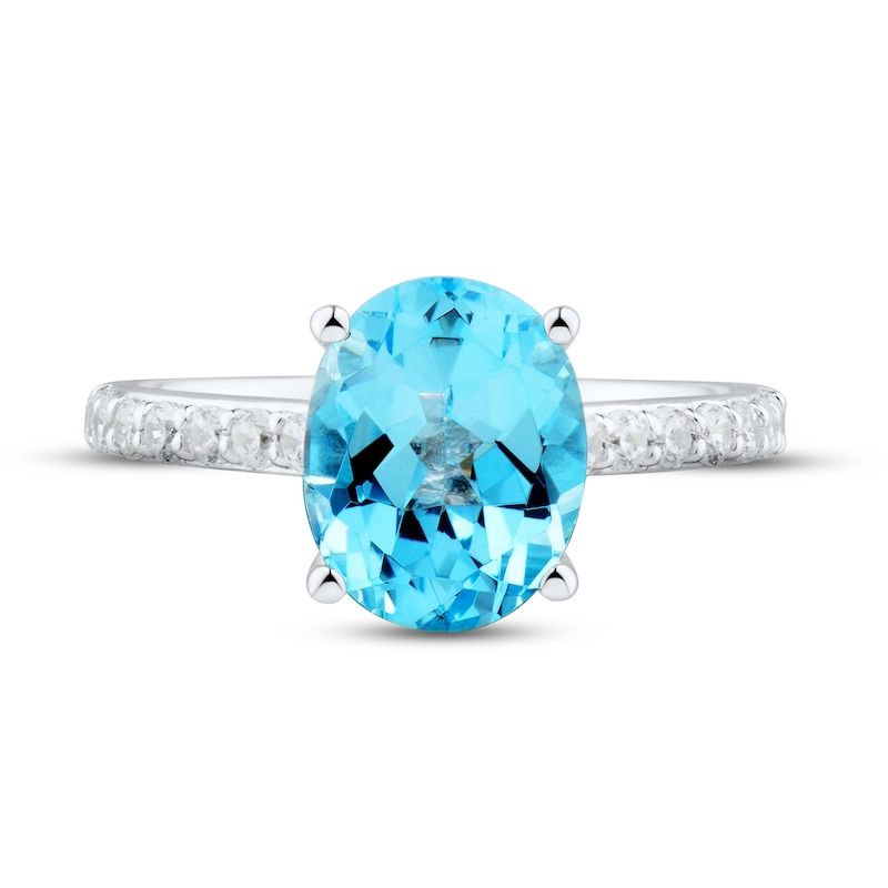 Swiss Blue Topaz & White Lab-Created Sapphire Ring Sterling Silver | Kay