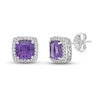 Thumbnail Image 1 of Luminous Cut Amethyst & White Topaz Halo Stud Earrings Sterling Silver