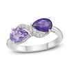 Thumbnail Image 0 of Amethyst & White Lab-Created Sapphire Two-Stone Ring Sterling Silver