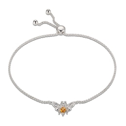 Citrine & White Lab-Created Sapphire Bee Bolo Bracelet Sterling Silver 9.5&quot;