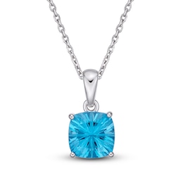 Luminous Cut Swiss Blue Topaz Necklace Sterling Silver 18&quot;