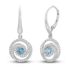 Thumbnail Image 0 of Swiss Blue Topaz & White Lab-Created Sapphire Swirl Dangle Earrings Sterling Silver