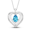 Thumbnail Image 1 of Swiss Blue Topaz & White Lab-Created Sapphire Heart Necklace Sterling Silver 18&quot;