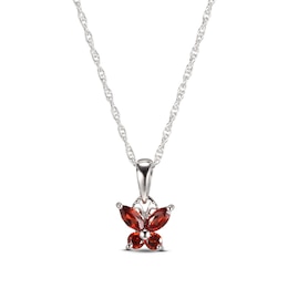 Garnet Butterfly Necklace Sterling Silver 18&quot;