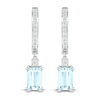 Thumbnail Image 2 of Aquamarine & White Lab-Created Sapphire Dangle Hoop Earrings Sterling Silver