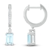 Thumbnail Image 3 of Aquamarine & White Lab-Created Sapphire Dangle Hoop Earrings Sterling Silver