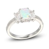 Thumbnail Image 1 of Lab-Created Opal & White Lab-Created Sapphire Three-Stone Ring Sterling Silver