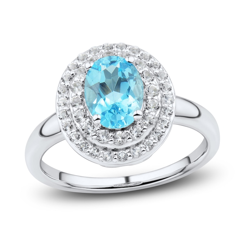 Swiss Blue Topaz & White Lab-Created Sapphire Ring Sterling Silver | Kay