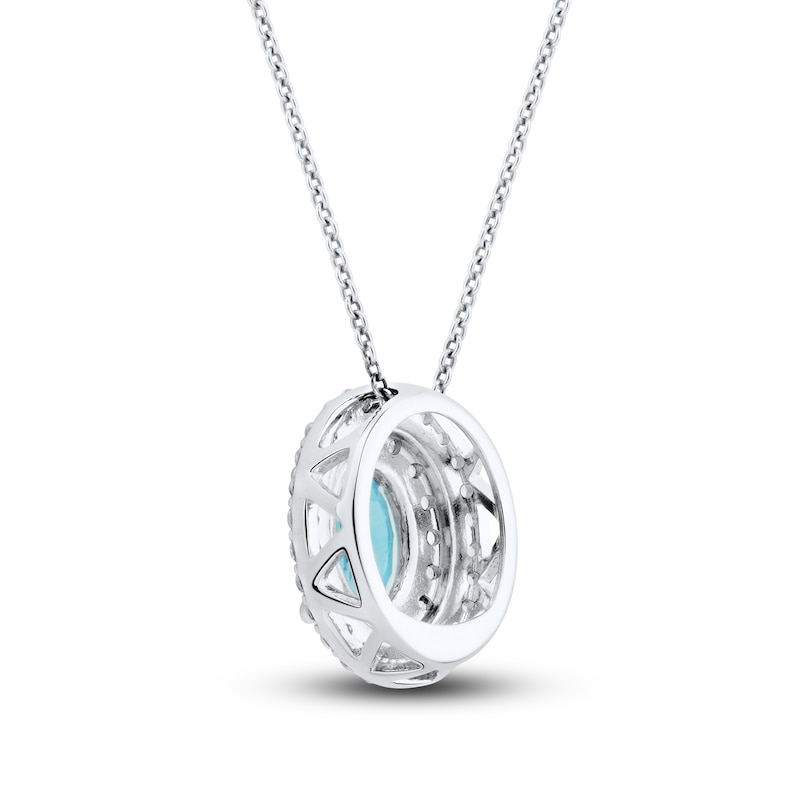 Main Image 3 of Swiss Blue Topaz & White Lab-Created Sapphire Necklace Sterling Silver 18&quot;