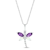 Thumbnail Image 1 of Amethyst, Lab-Created Opal & White Lab-Created Sapphire Dragonfly Necklace Sterling Silver 18&quot;