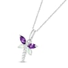 Thumbnail Image 2 of Amethyst, Lab-Created Opal & White Lab-Created Sapphire Dragonfly Necklace Sterling Silver 18&quot;