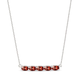 Garnet Bar Necklace Sterling Silver 18&quot;