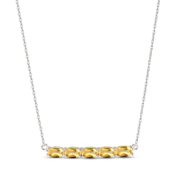 Citrine Bar Necklace Sterling Silver 18&quot;