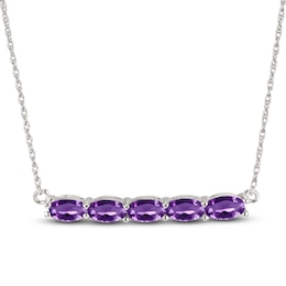 Amethyst Bar Necklace Sterling Silver 18&quot;