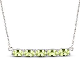 Peridot Bar Necklace Sterling Silver 18&quot;