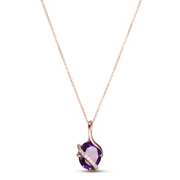 Amethyst & White Lab-Created Sapphire Wrap Necklace 10K Rose Gold 18&quot;