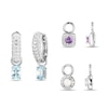 Thumbnail Image 1 of Amethyst, Aquamarine, Lab-Created Opal & White Lab-Created Sapphire Huggie Earrings Set Sterling Silver