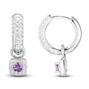 Thumbnail Image 2 of Amethyst, Aquamarine, Lab-Created Opal & White Lab-Created Sapphire Huggie Earrings Set Sterling Silver