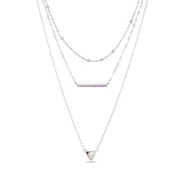 Amethyst Layered Necklace Sterling Silver 21&quot;