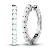 Thumbnail Image 1 of Lab-Created Opal Dainty Hoop Earrings Sterling Silver