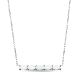 Lab-Created Opal Dainty Bar Necklace Sterling Silver 18&quot;