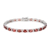 Thumbnail Image 1 of Garnet & White Lab-Created Sapphire Bracelet Sterling Silver 7.25&quot;