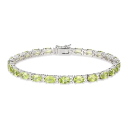Peridot & White Lab-Created Sapphire Bracelet Sterling Silver 7.25&quot;